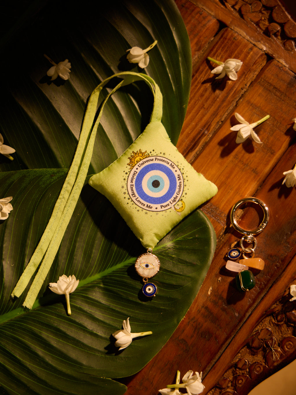 Ethereal Madurai Jasmine- Camphor Air Freshener & Gemstone Keyring