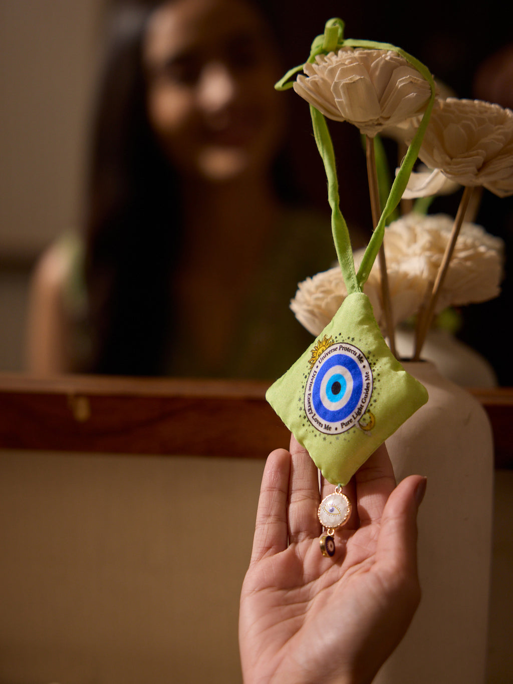 Ethereal Madurai Jasmine- Camphor Air Freshener & Gemstone Keyring