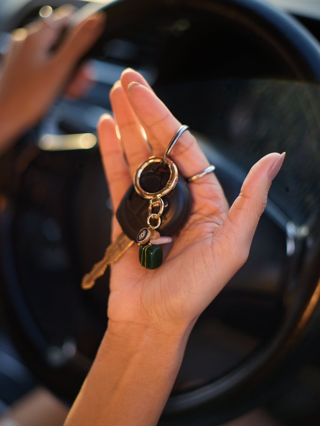 Ethereal Madurai Jasmine- Camphor Air Freshener & Gemstone Keyring