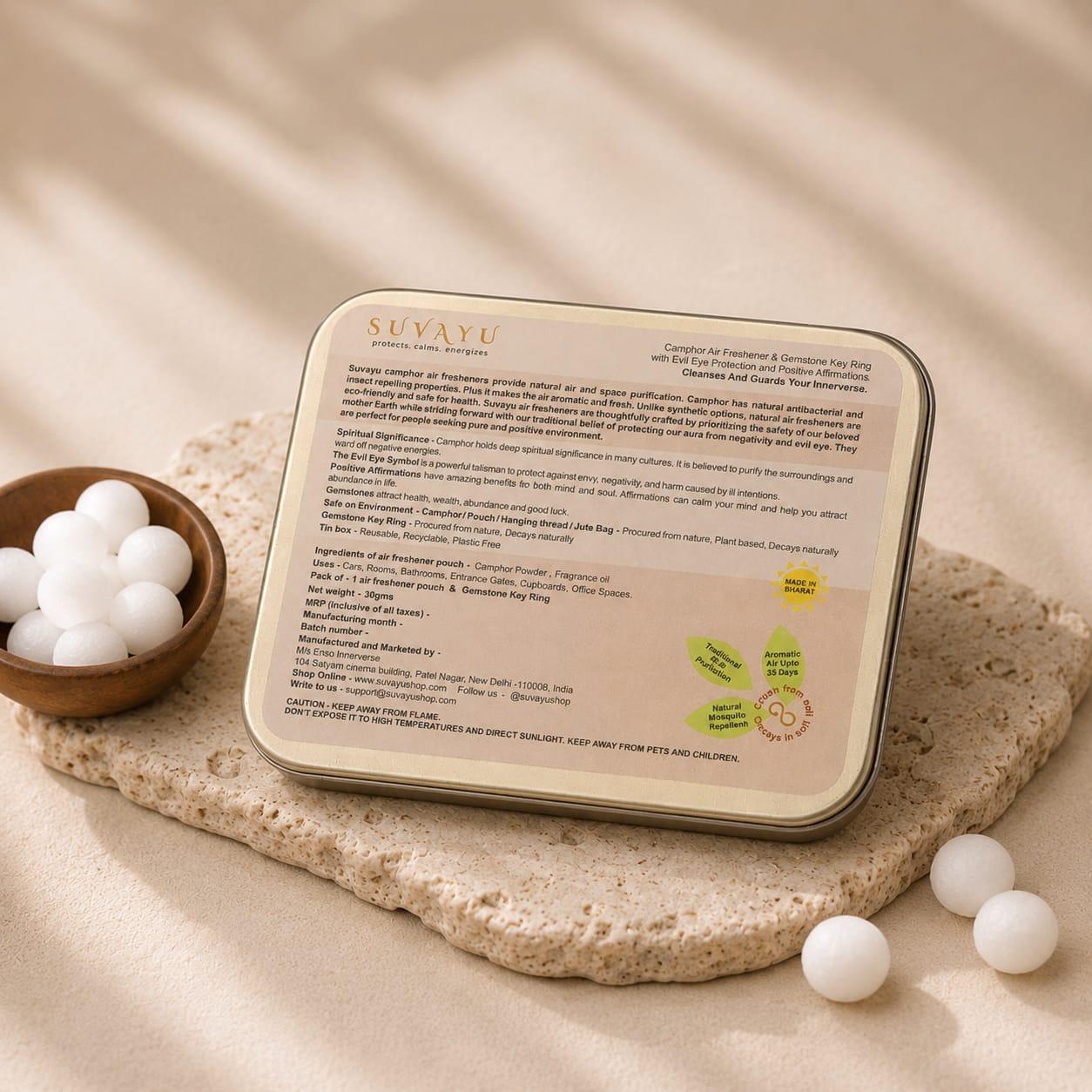 Blissful Camphor - Camphor Air Freshener & Gemstone Keyring