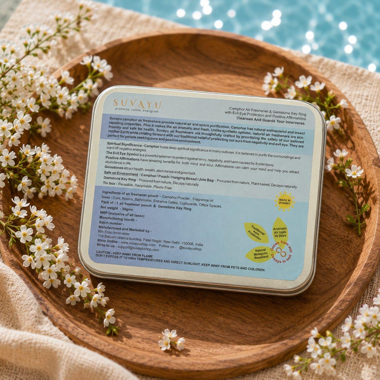 Sea Meets Sky - Camphor Fragrance Freshener & Gemstone Keyring